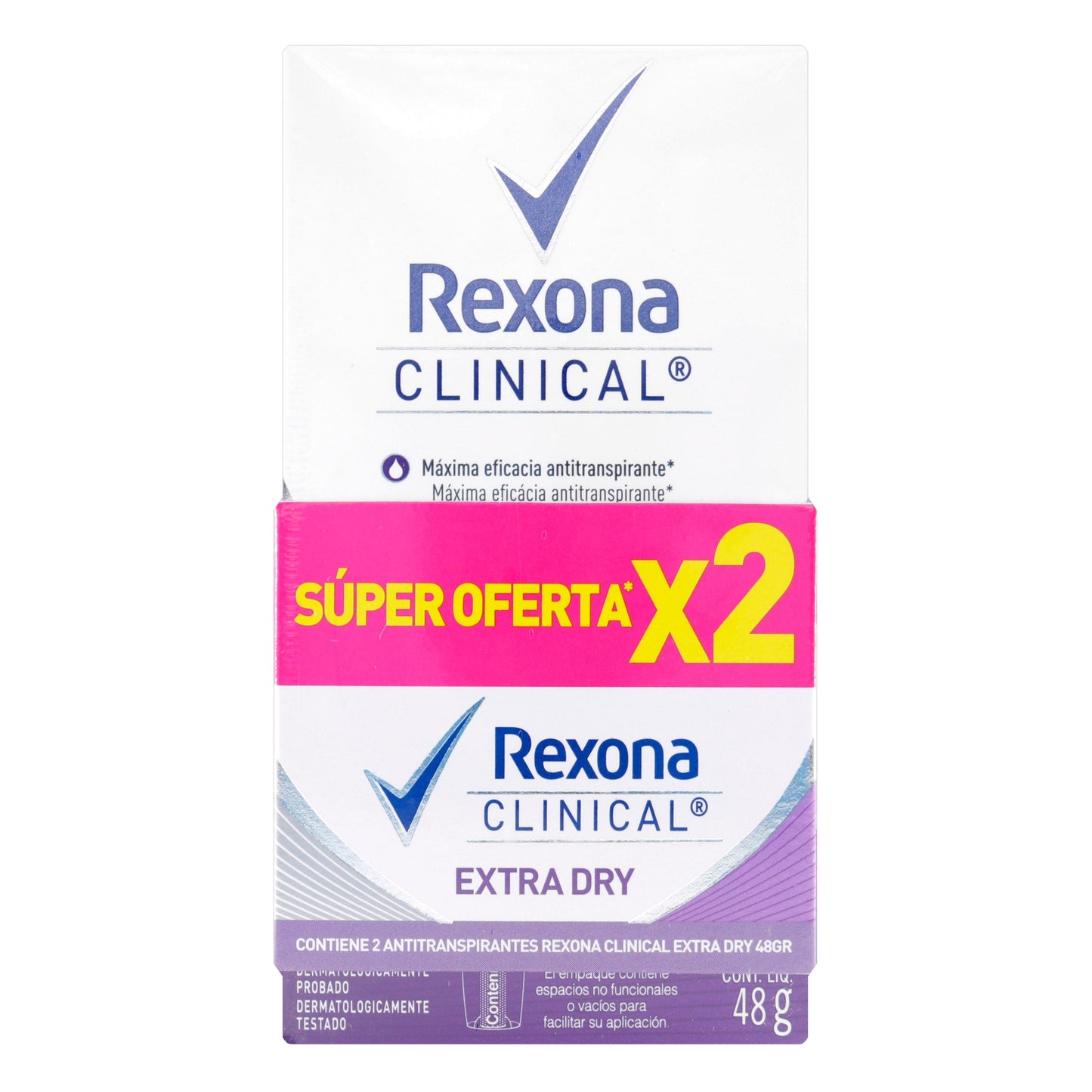 2 Desodorante Rexona Extra Dry Wom 48 Gr