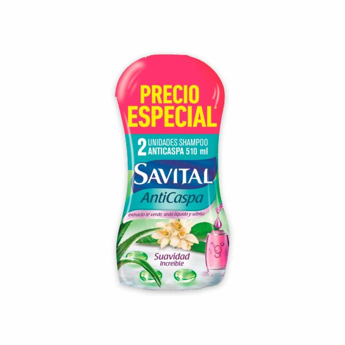 2 Champu Savital Anticaspa Te Y Seda 510 Ml