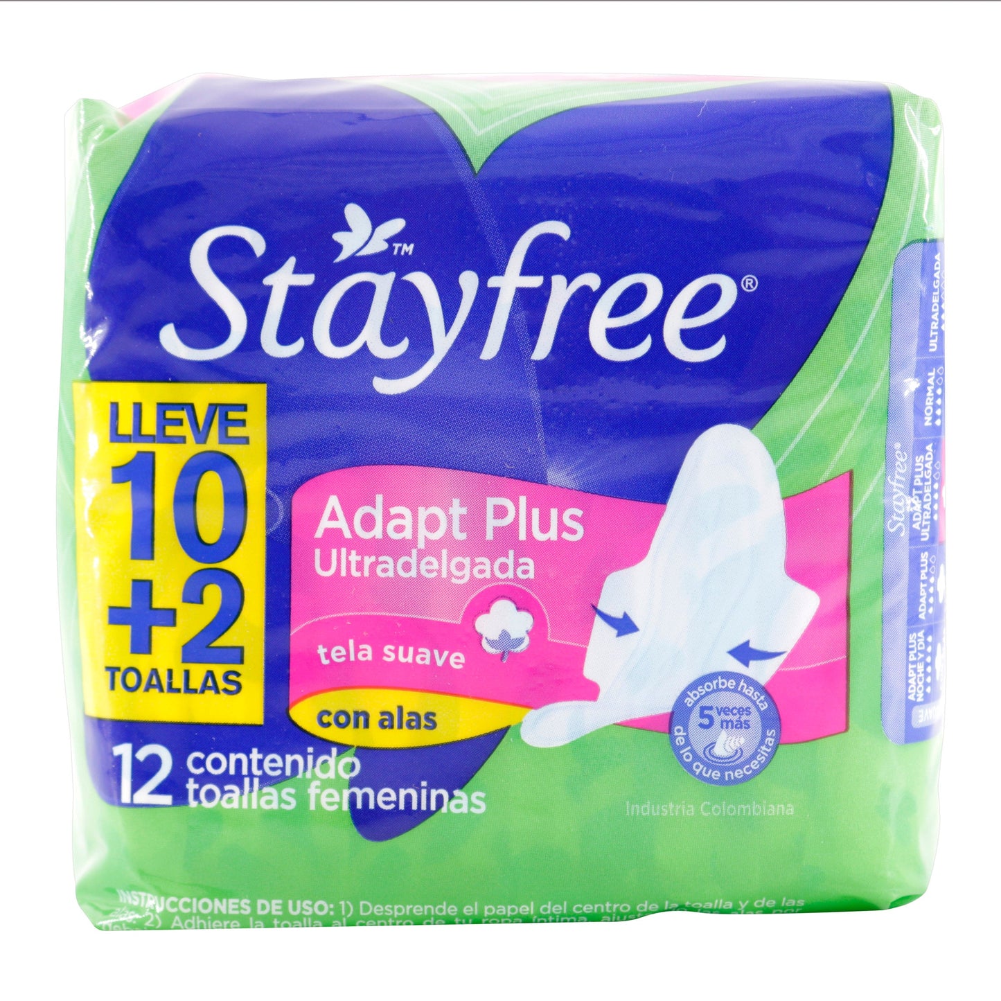 Toalla Stayfree Ultradelgada Verde 12 Unidades