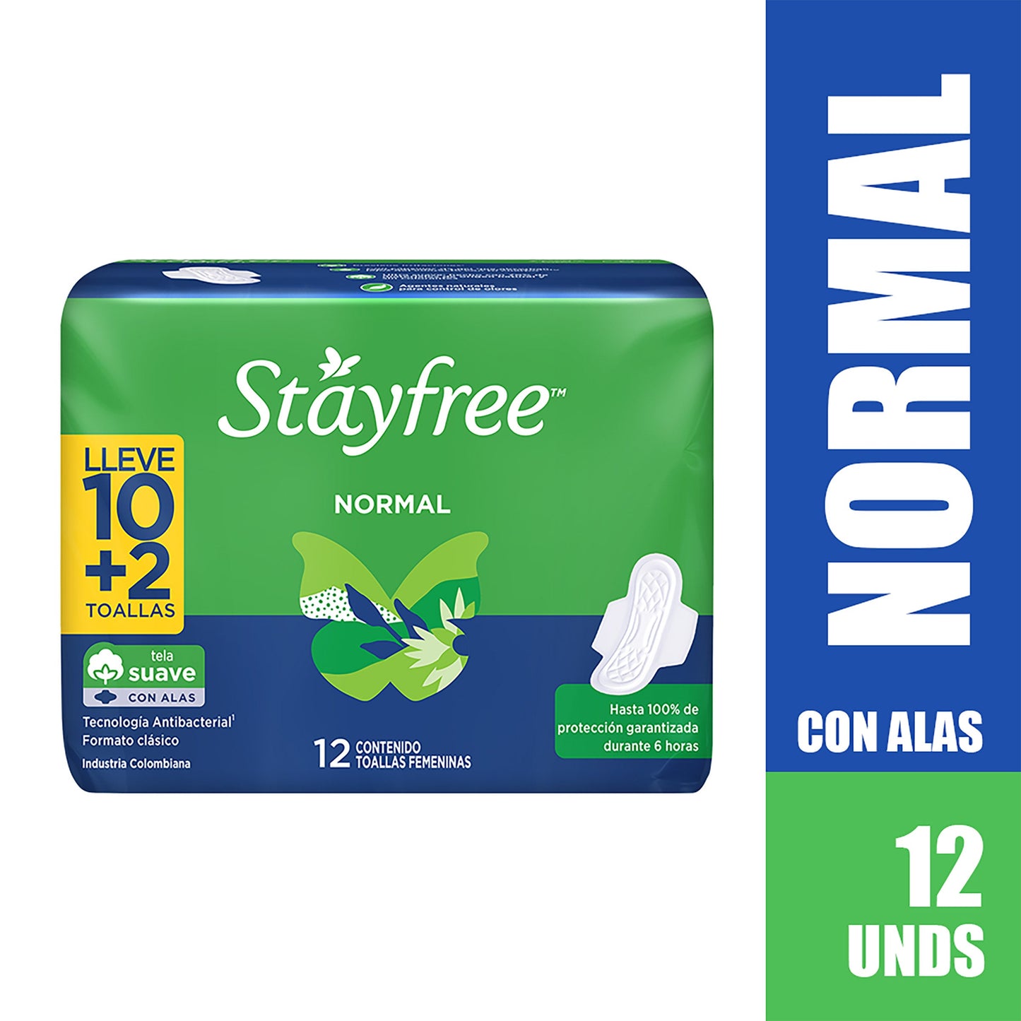 Toalla Stayfree Especial Alas Pack 12 Unidades