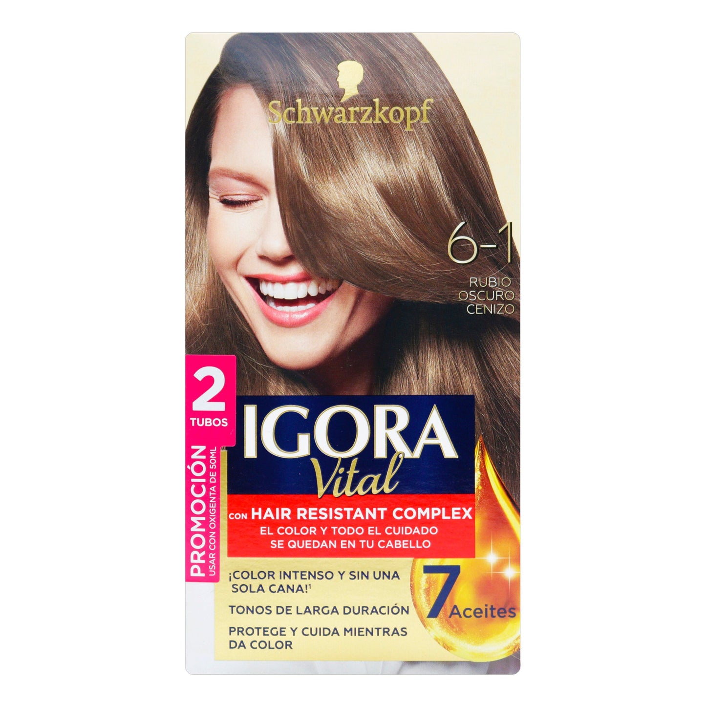 Tinte Igora Vital Kit 6-1 2 Tubos Rubio Oscuro Cenizo