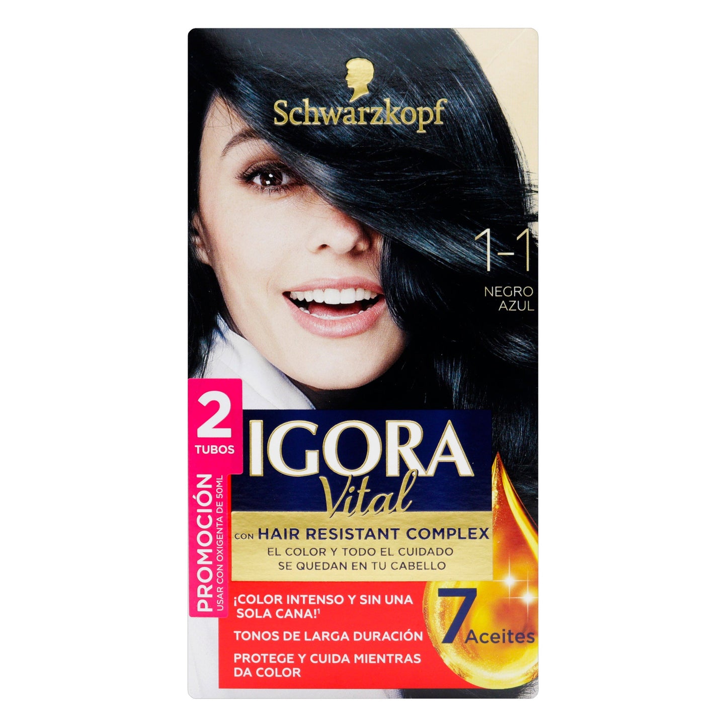 Tinte Igora Vital Kit 1-1 2 Tubos Negro Azul