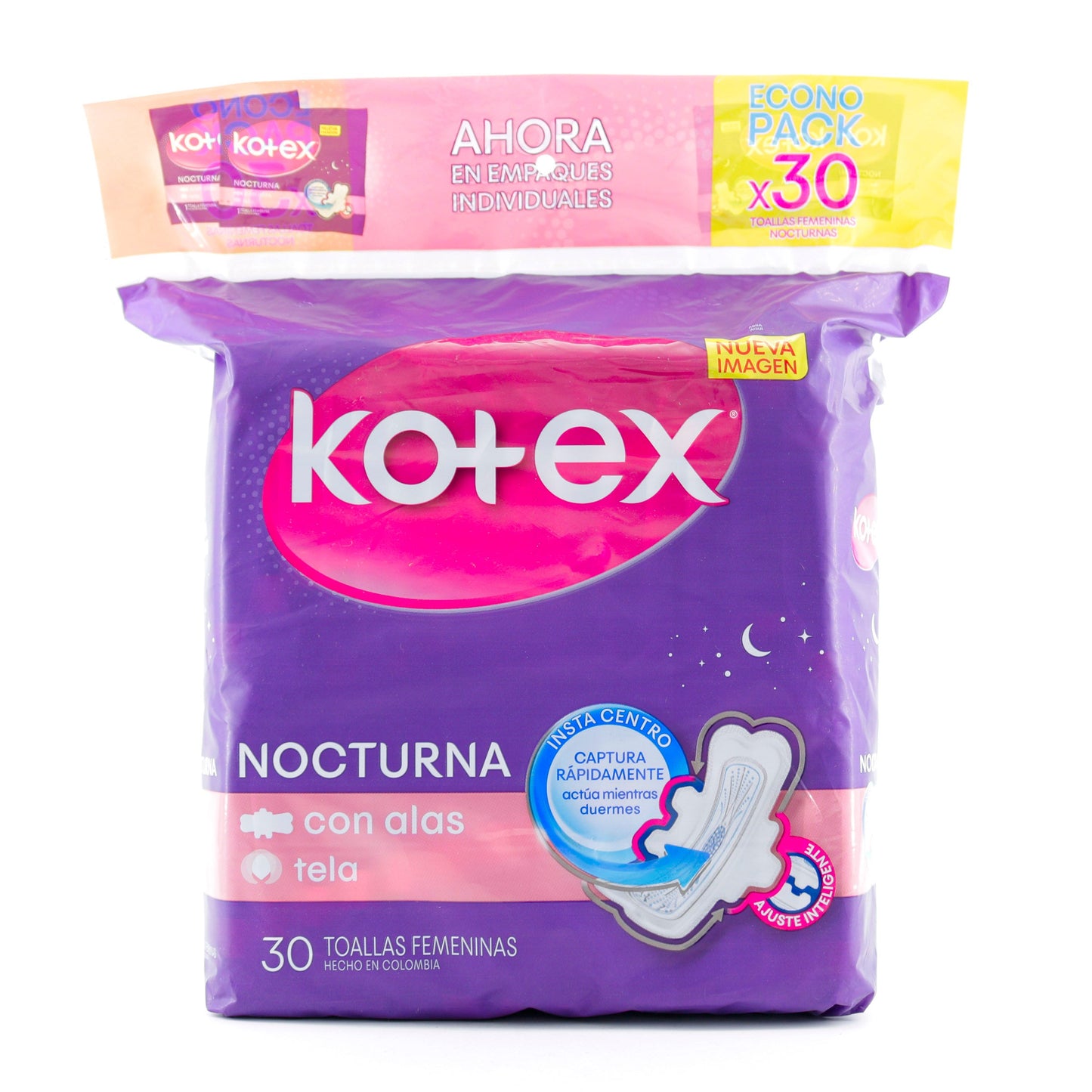 Toalla Kotex Nocturna Tela 30 Unidades