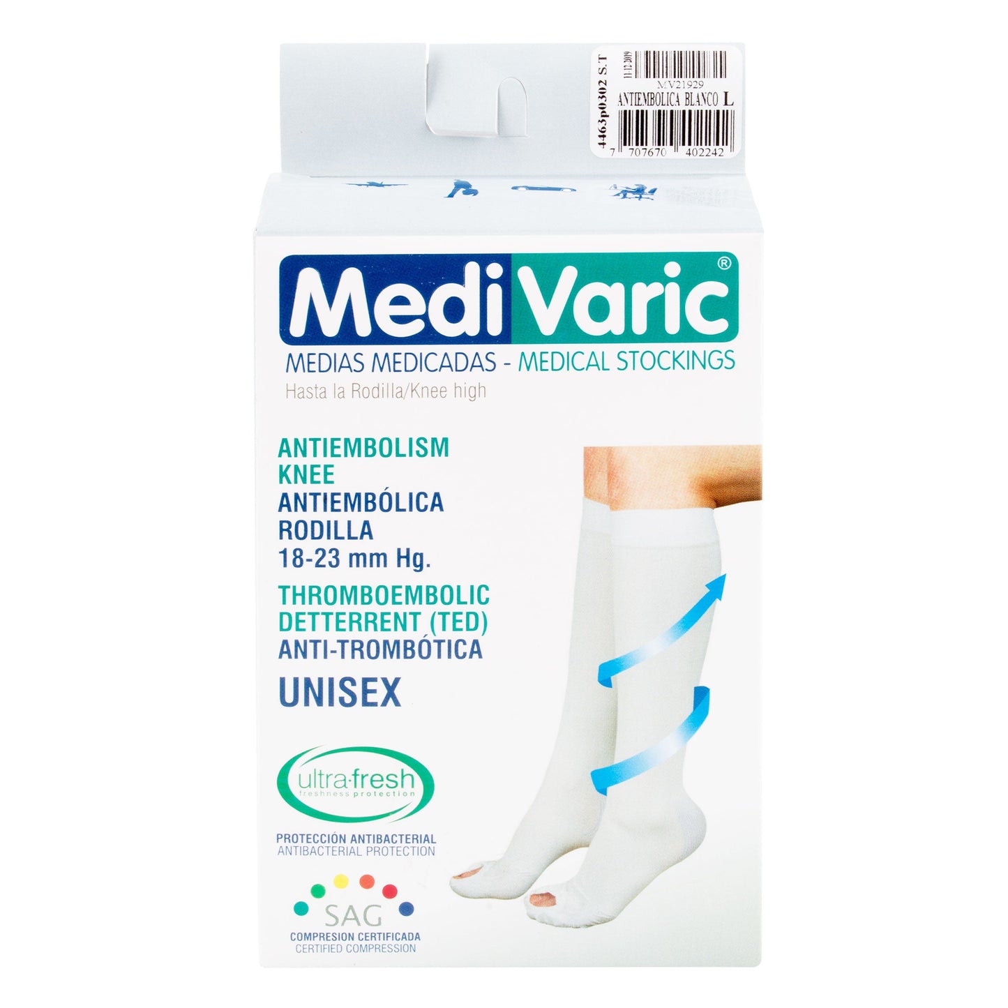 Media Medivaric Antiembelo Talla L Rodilla Blanco