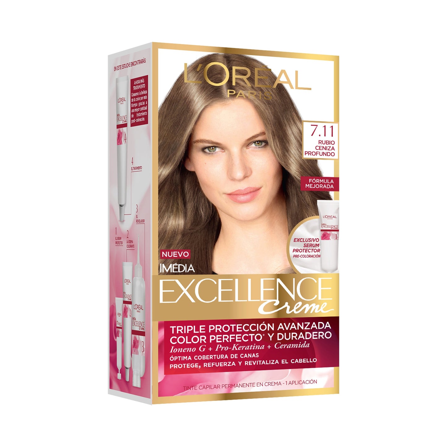 2 Tubos Tinte Excellence Loreal 7.11 Rubio Cenizo Profundo