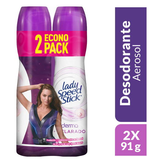 2 Desodorante Lady Spray Derma Aclarado 91 Gr Pack