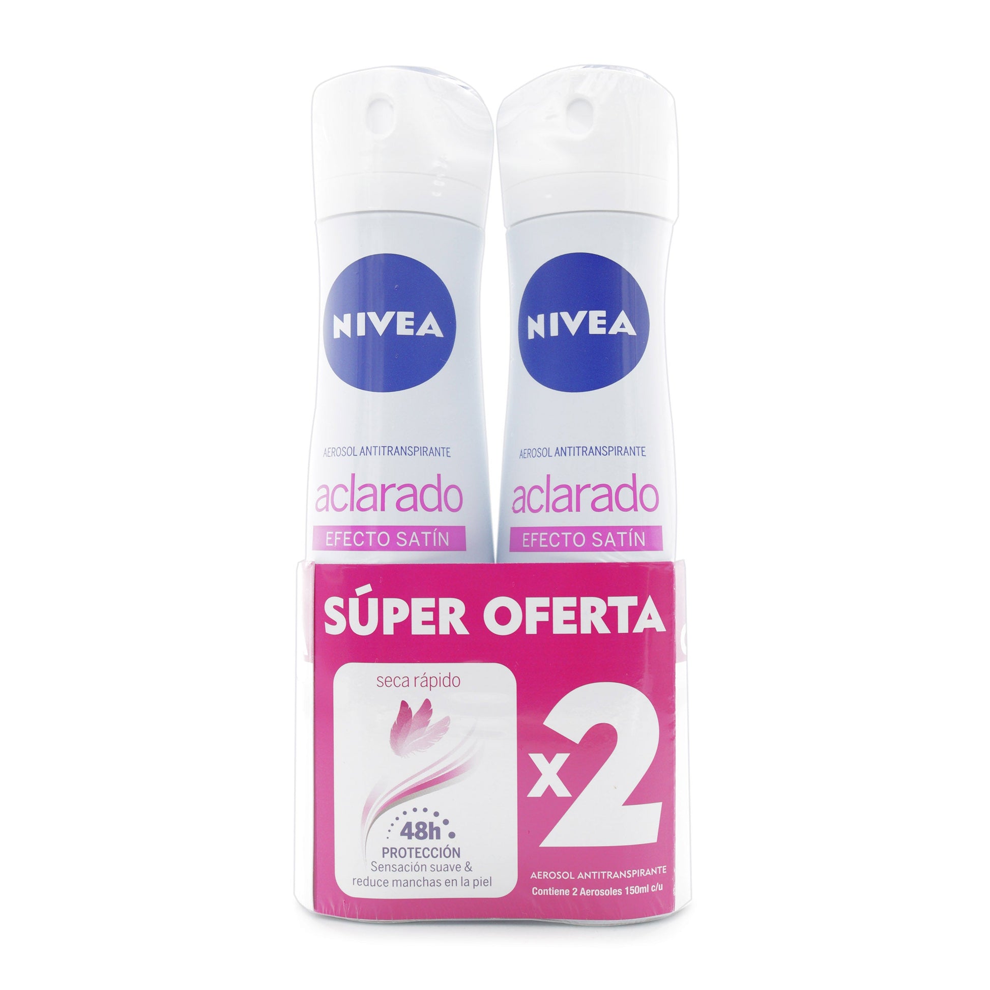 2 Desodorante Nivea Spray Aclarado Efecto Satin 150 Ml