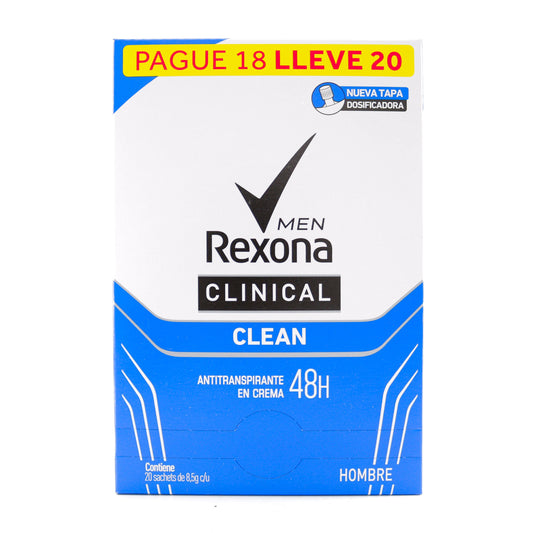 Desodorante Rexona Clinical Classic 8.5 Gr 20 Sobres Hombre