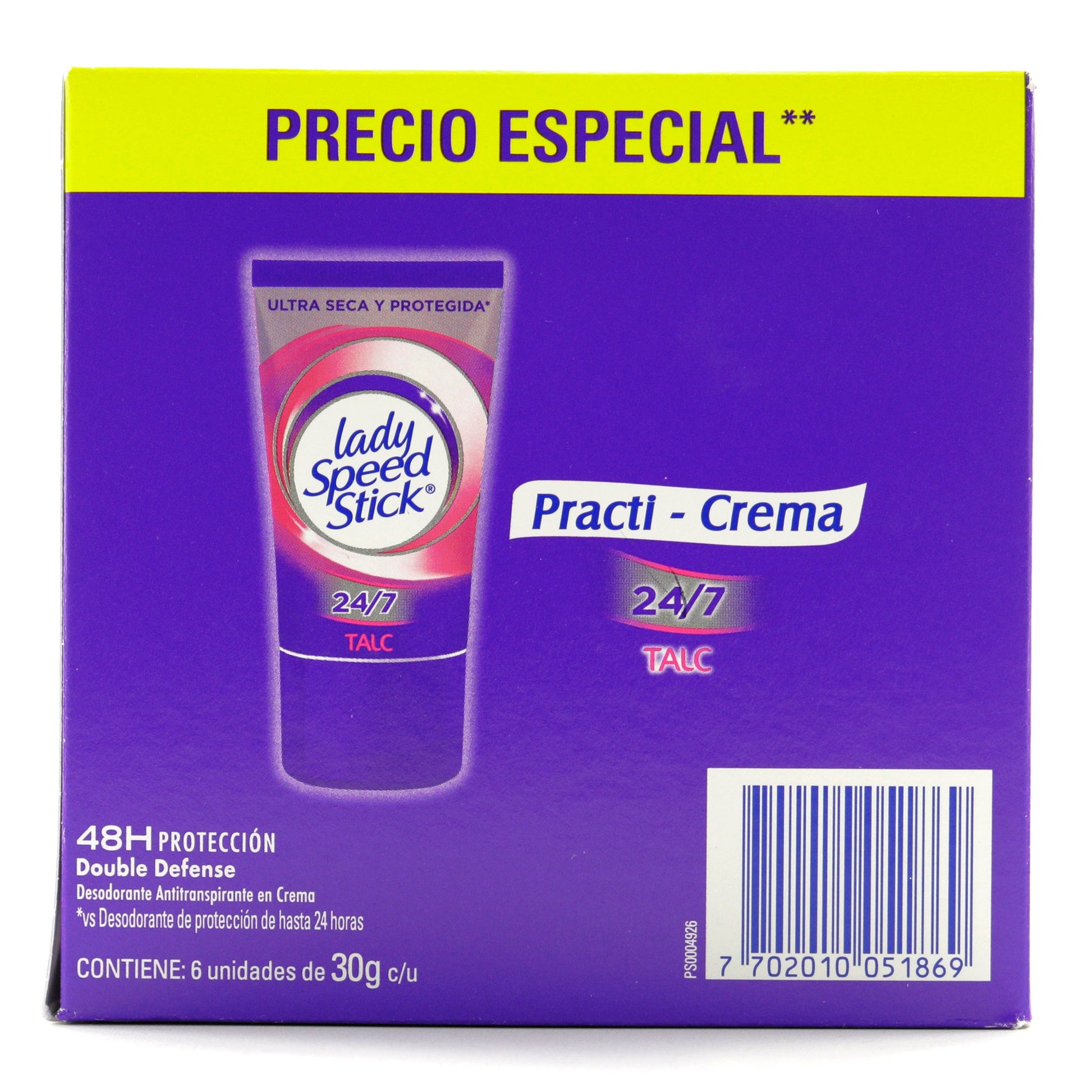 Desodorante Lady Speed Stick Talc Practi Crema 30 Gr 6 Unidades 