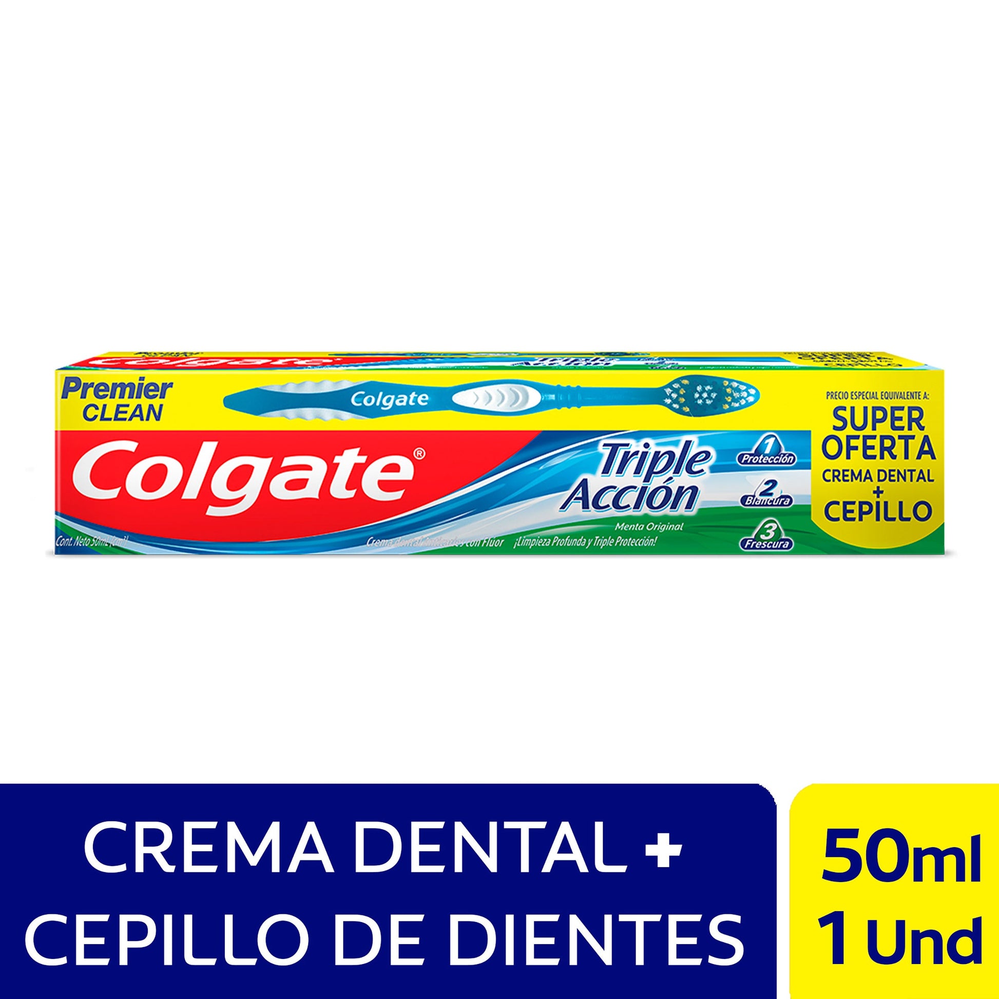 Crema Dental Colgate Triple Accio 50 Gr + Cepillo Premier Clean