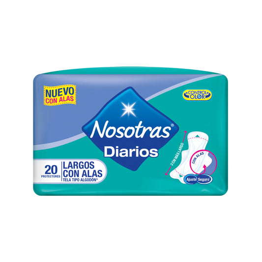 Protectores Nosotras Diarios Largos Con Alas 20 Unidades