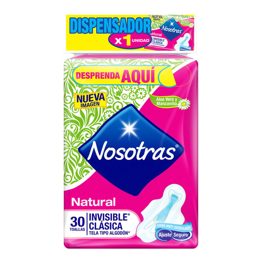 Toalla Nosotras Natural Invisible Clasica Tela 30 Unidades