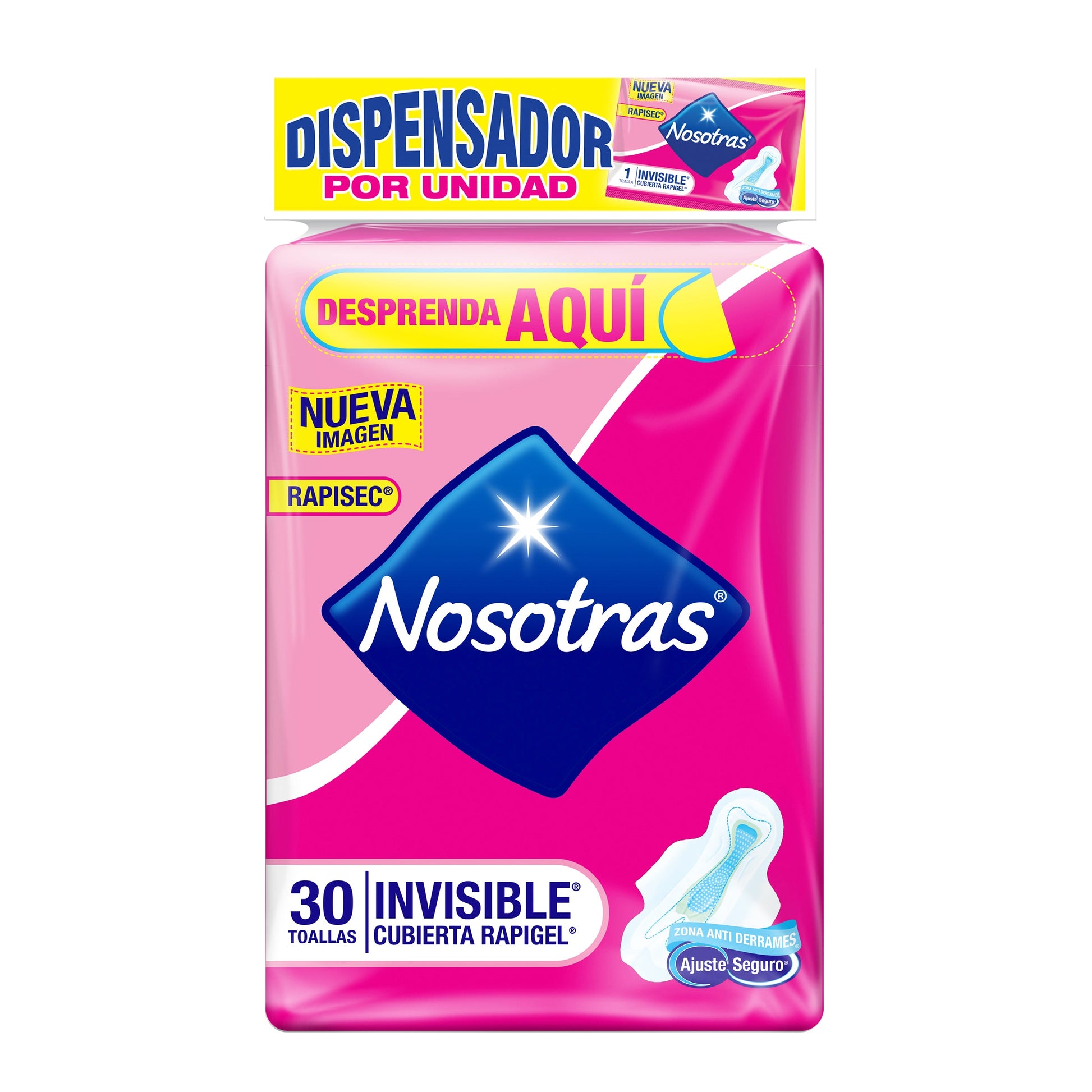 Toalla Nosotras Invisible Rapigel Display 30 Unidades