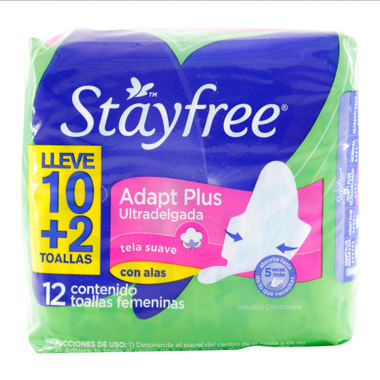 Toalla Stayfree Ultradelgada Verde 12 Unidades