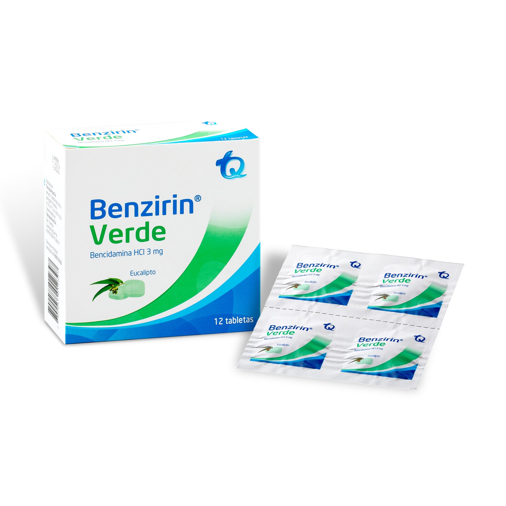 Benzirin Verde Eucalipto 12 Tabletas