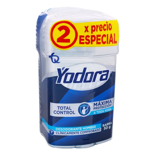 2 Desodorante Yodora Barra Total Control 50 Gr Hombre