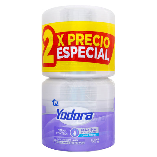 2 Desodorante Yodora Crema Derma Control 100 Gr Mujer