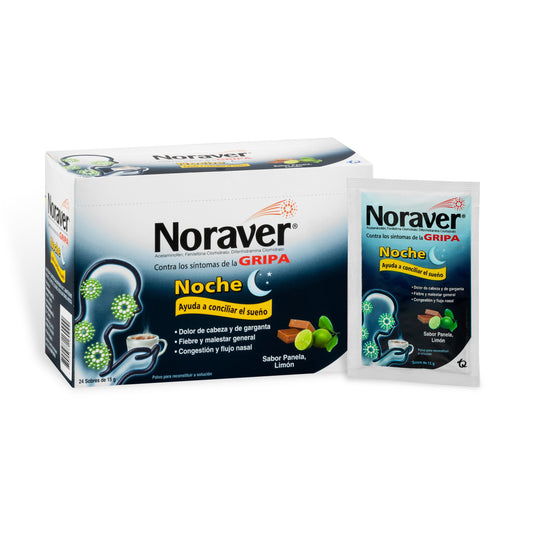 Noraver Gripa Bebida Noche 15 Gr 24 Sobres