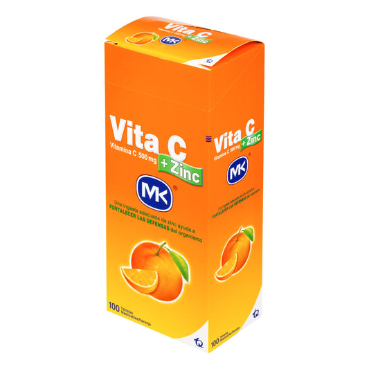 Vitamina Vita C + Zinc Naranja 100 Tabletas Mk
