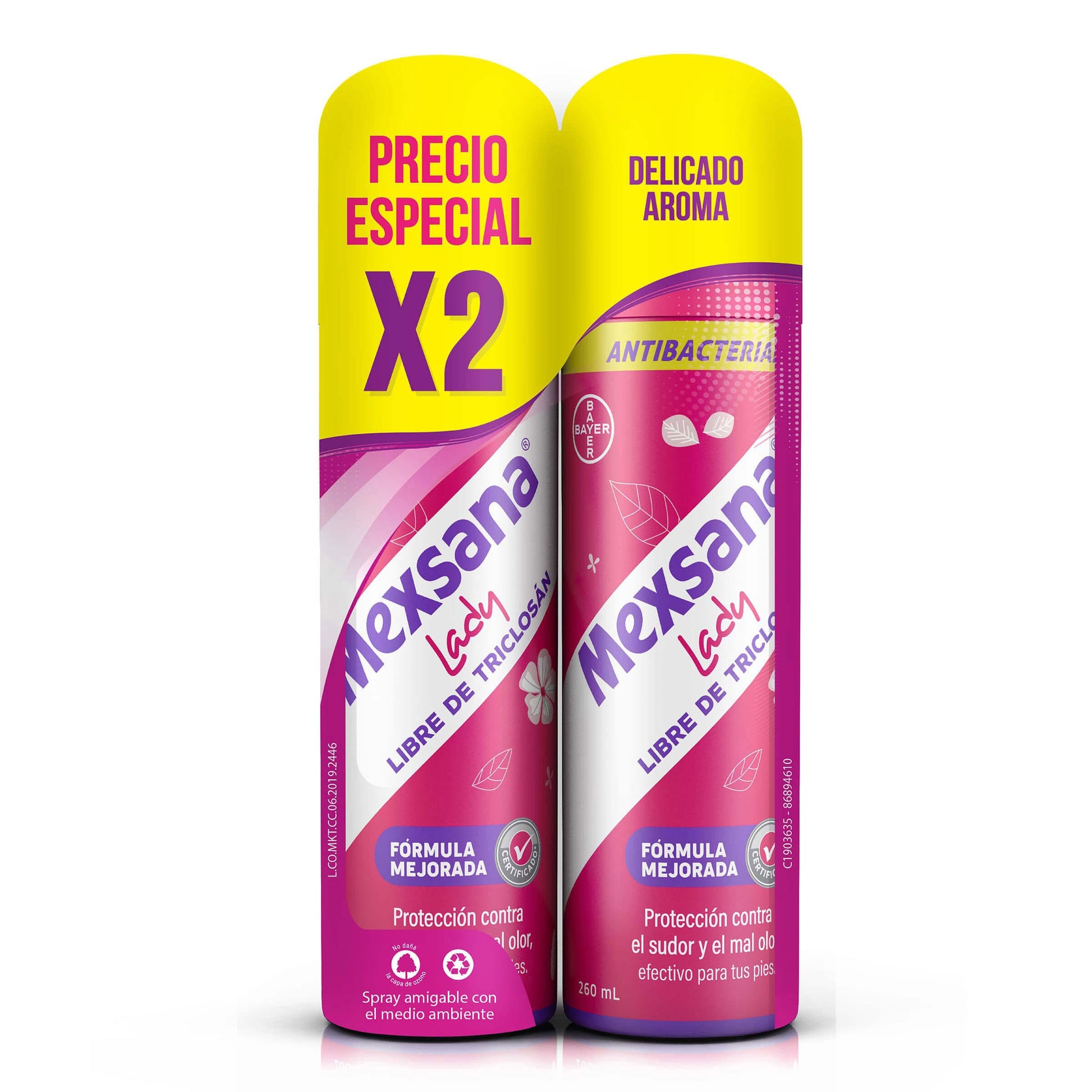 2 Talco Mexsana Lady Spray 260 Ml