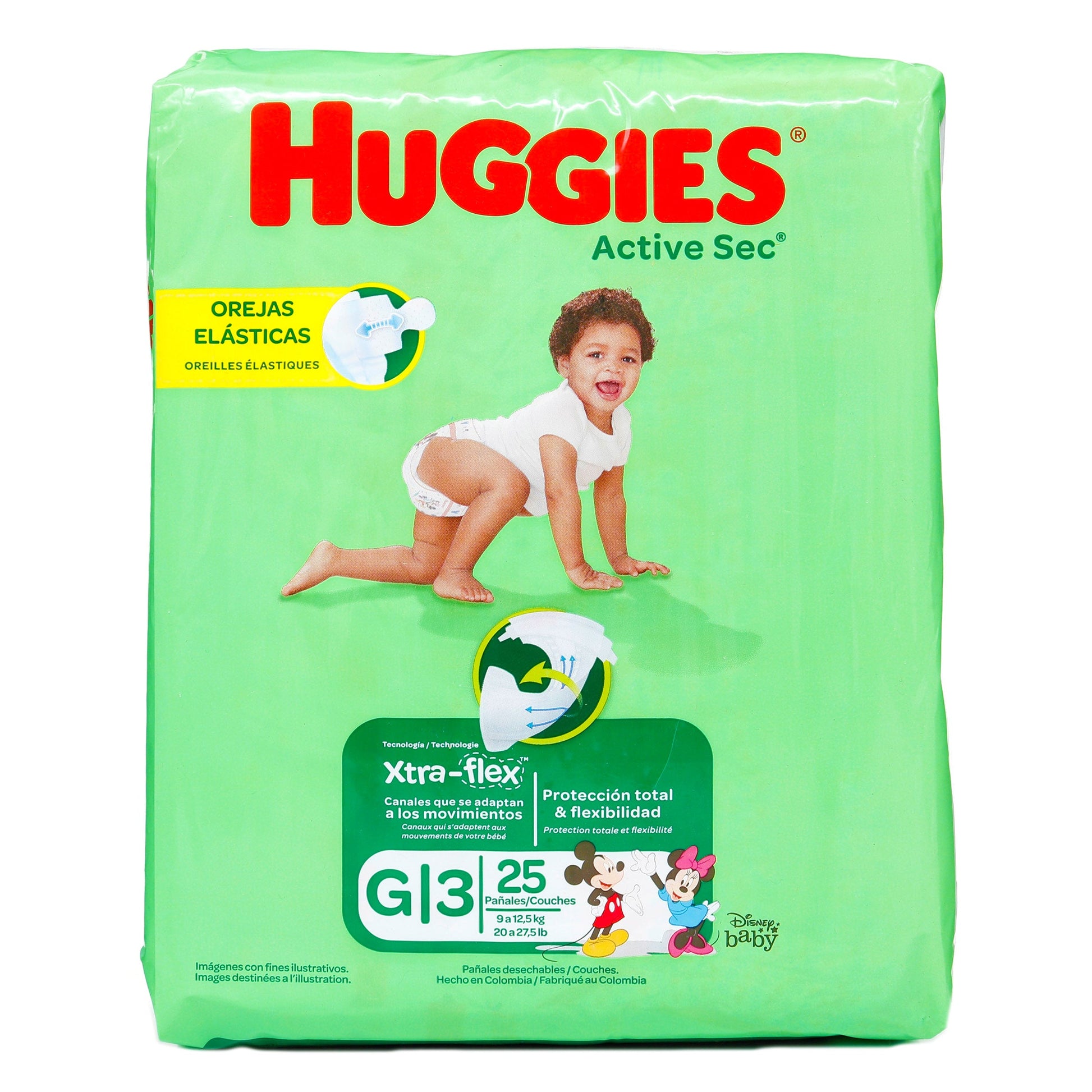 Pañal Huggies Active Sec Etapa 3 Grande 25 Unidades