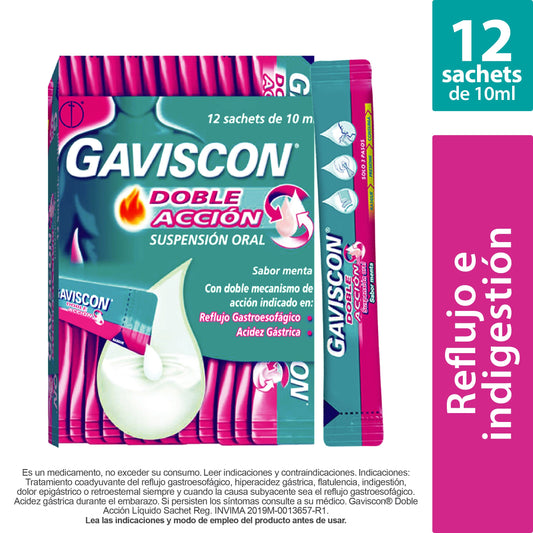 Gaviscon Doble Accion Suspension 10 Ml 12 Unidades