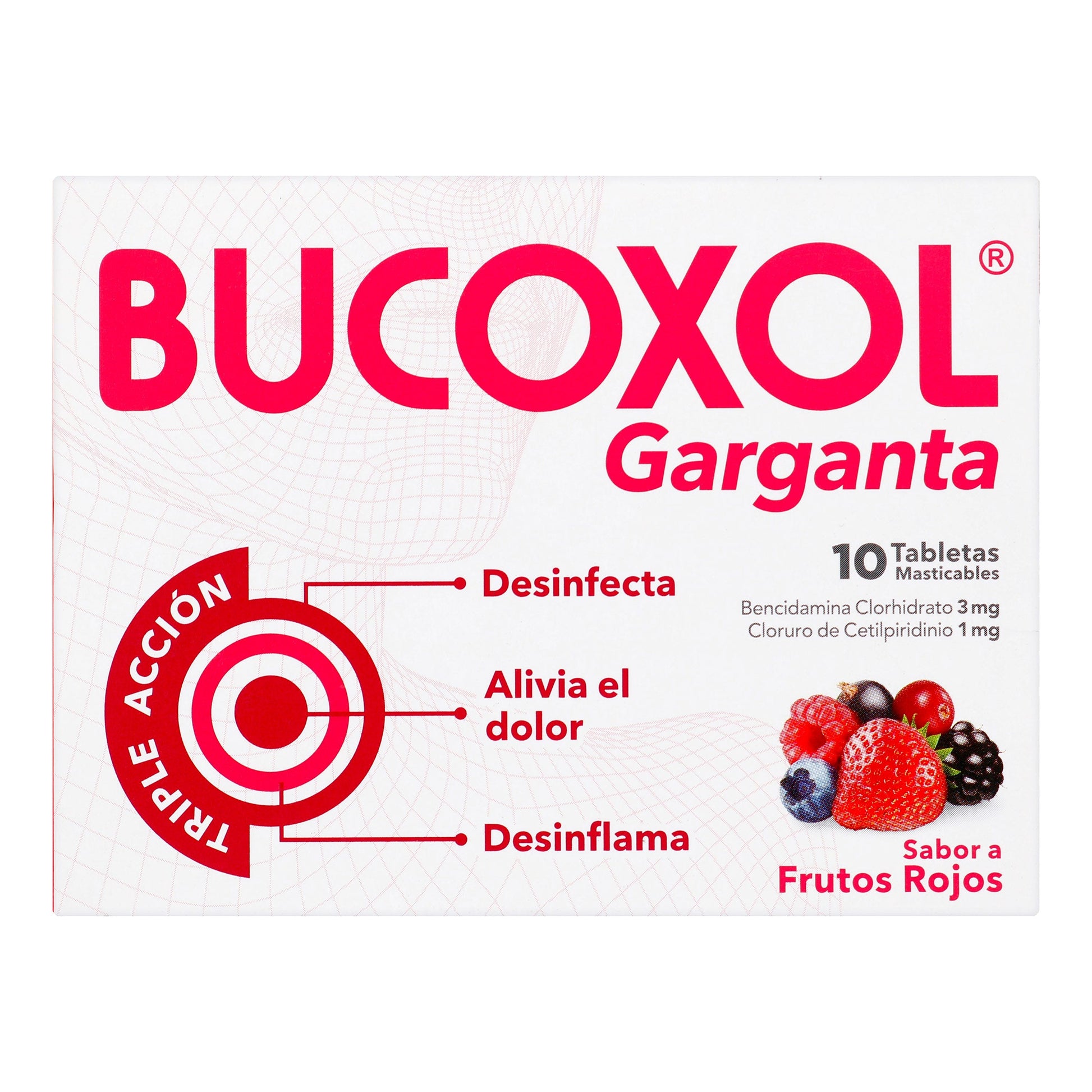 Bucoxol Triple Accion Frutos Rojos 10 Tabletas
