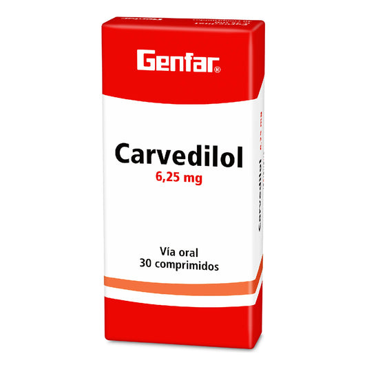Carvedilol 6.25 Mg 30 Tabletas Gf