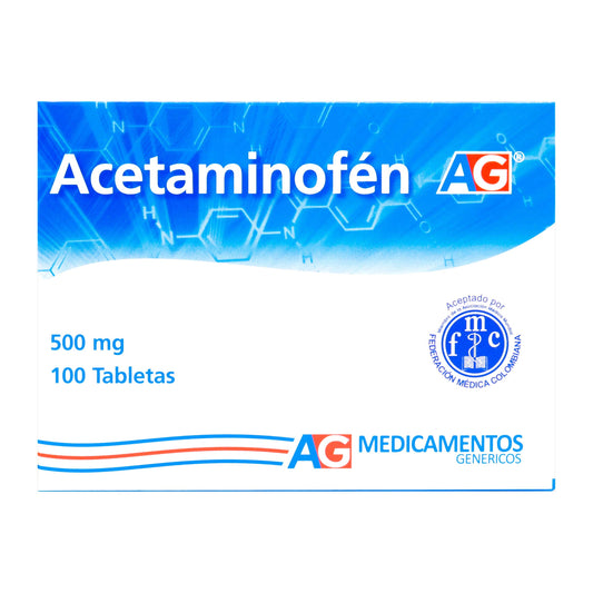 Acetaminofen 500 Mg 100 Tabletas Ag