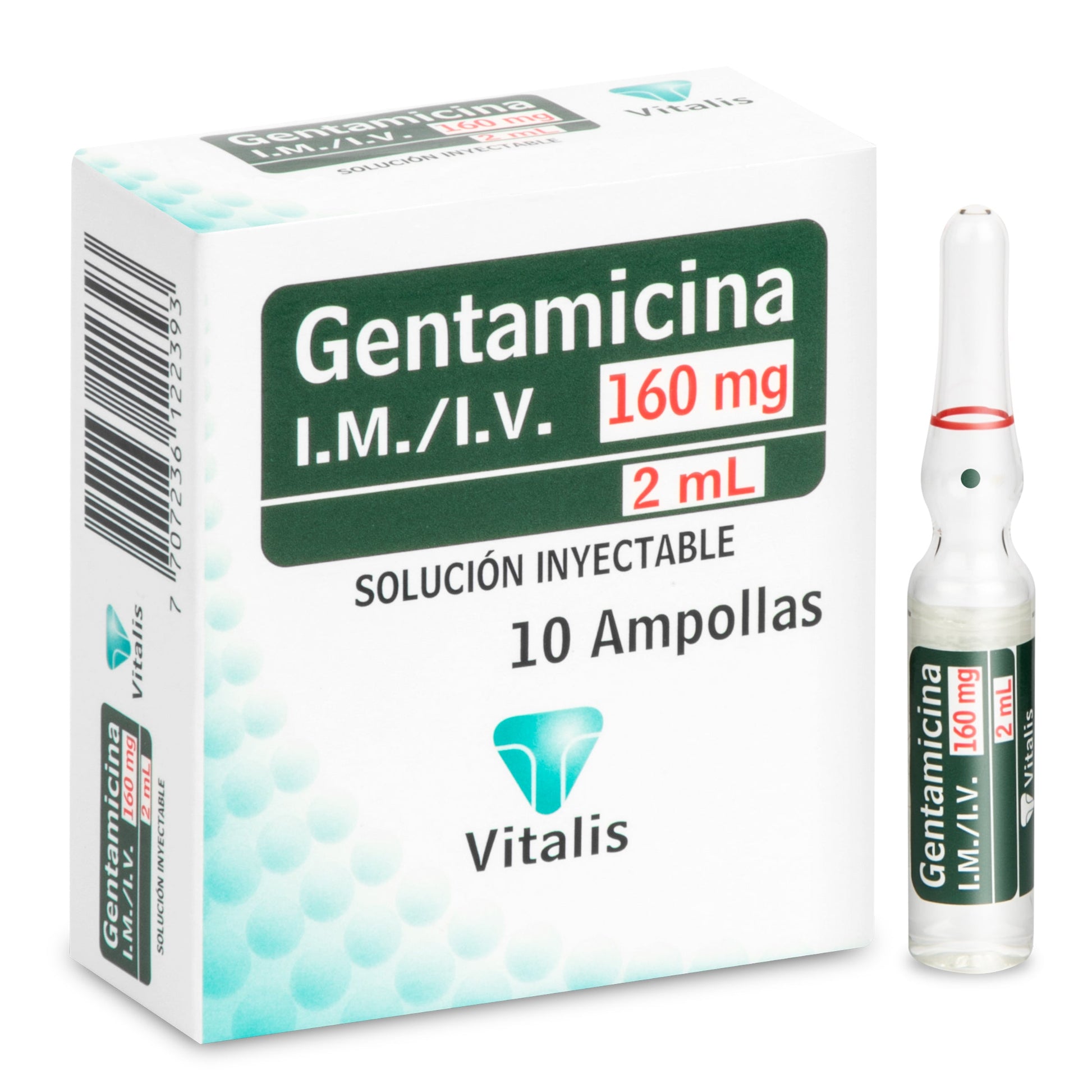 Gentamicina 160 Mg/2 Ml 10 Ampollas Vt